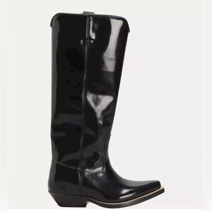 Chloe Nellie Texas Western Boot Black Patent Leather